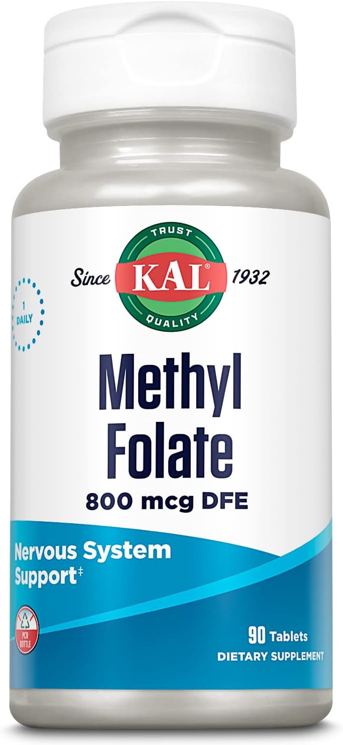 Methyl Folate 800 mcg DFE Supplement for Heart Health, Prenatal Support, Brain and Mood, Fast Dissolving Tablets - 90 Servings