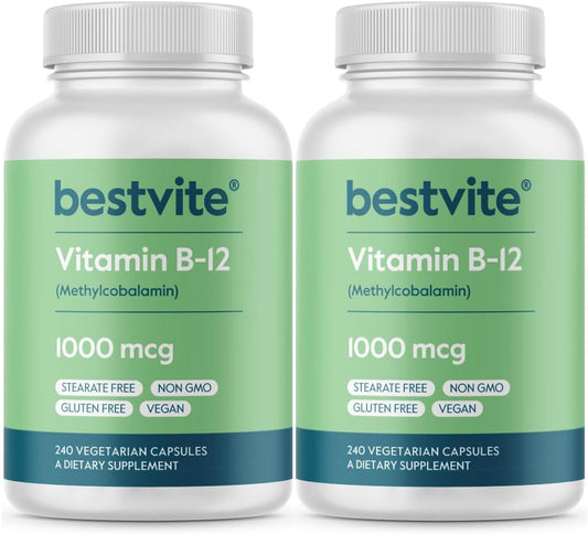 Methylcobalamin B12 1000mcg Capsules - Vegan, Non GMO, Gluten Free - 480 Vegetarian Capsules