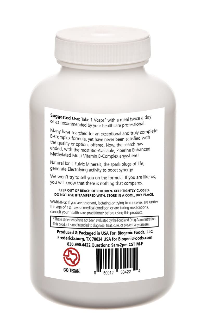 Methylectric B-50 Complex: Methylated B1-B20 Multi-Vitamin with Fulvic Minerals in Veggie Capsules