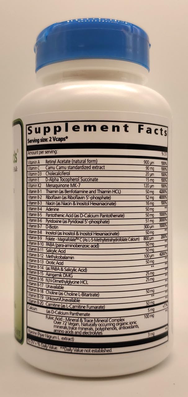 Methylectric B-50 Complex: Methylated B1-B20 Multi-Vitamin with Fulvic Minerals in Veggie Capsules