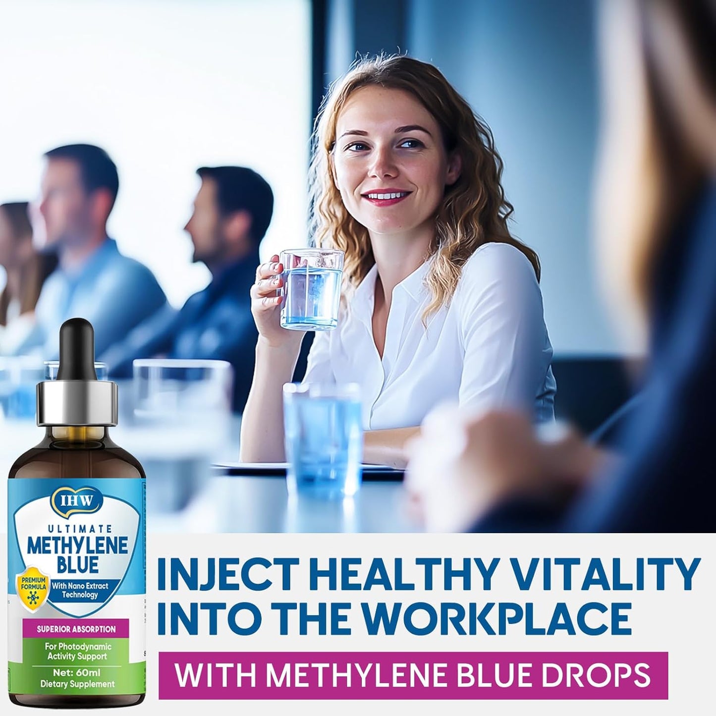 Methylene Blue Liquid Drops for Brain Health, High Absorption Supplement, USP Grade, No Formaldehyde