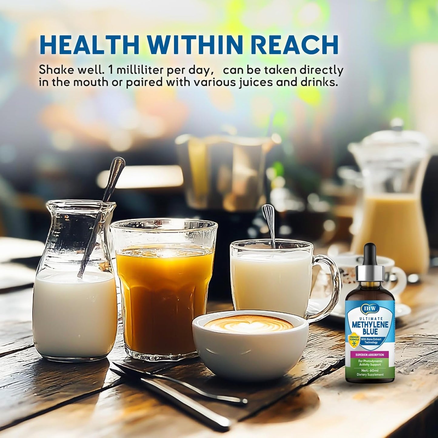 Methylene Blue Liquid Drops for Brain Health, High Absorption Supplement, USP Grade, No Formaldehyde