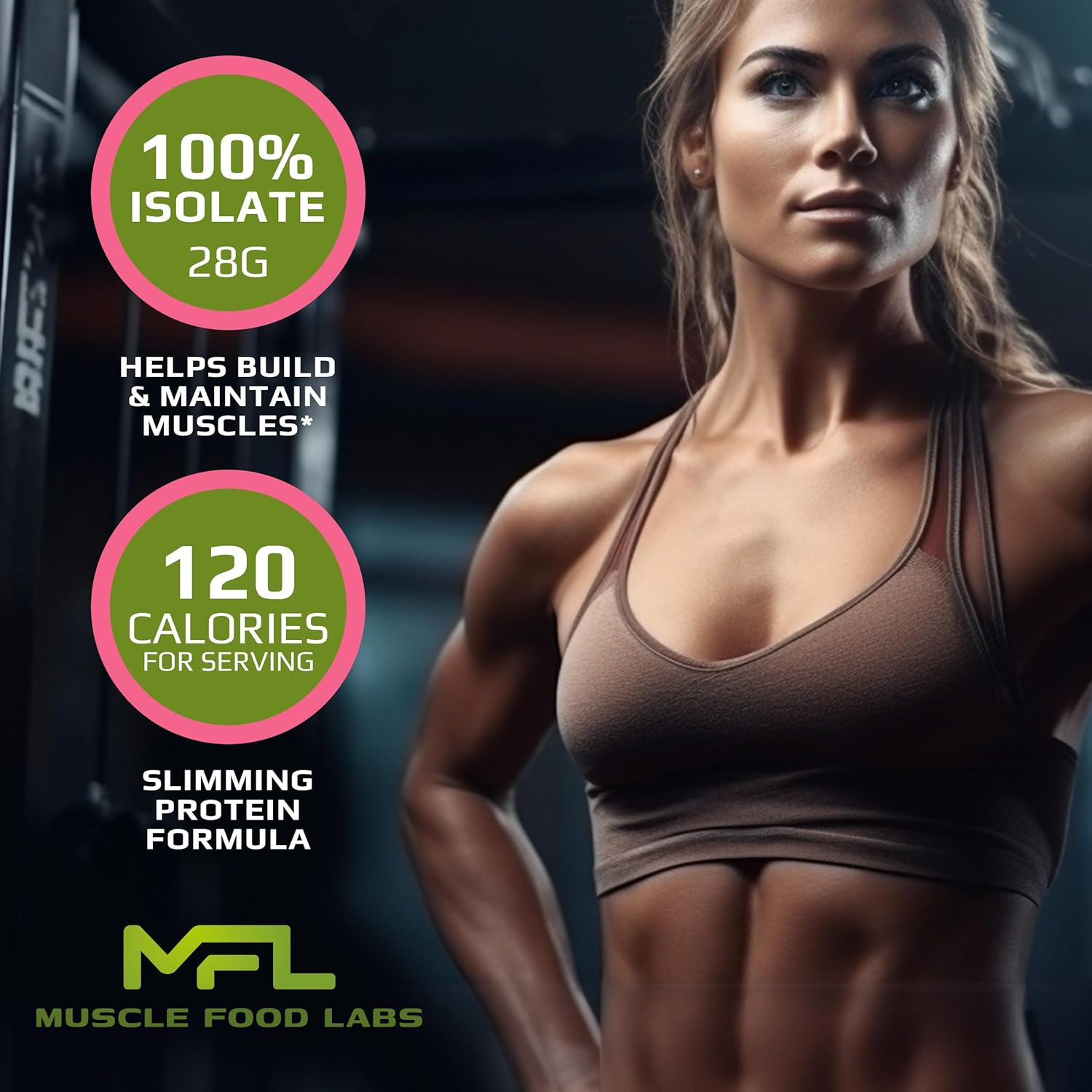 MFL Slim Whey Protein Powder with 28g Protein, Low Carbs, and Stevia Sweetener - 2 lbs Chocolate Berries