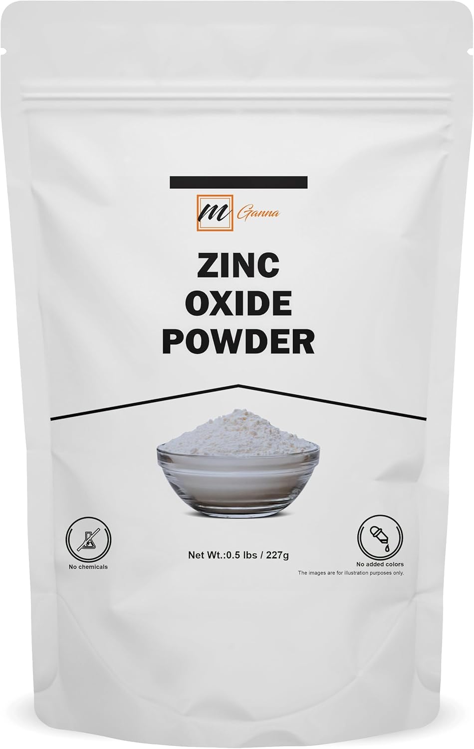 mGanna Zinc Oxide Powder 0.5 LBS - 100% Natural, Micronized, Non-Nano, Uncoated Particles