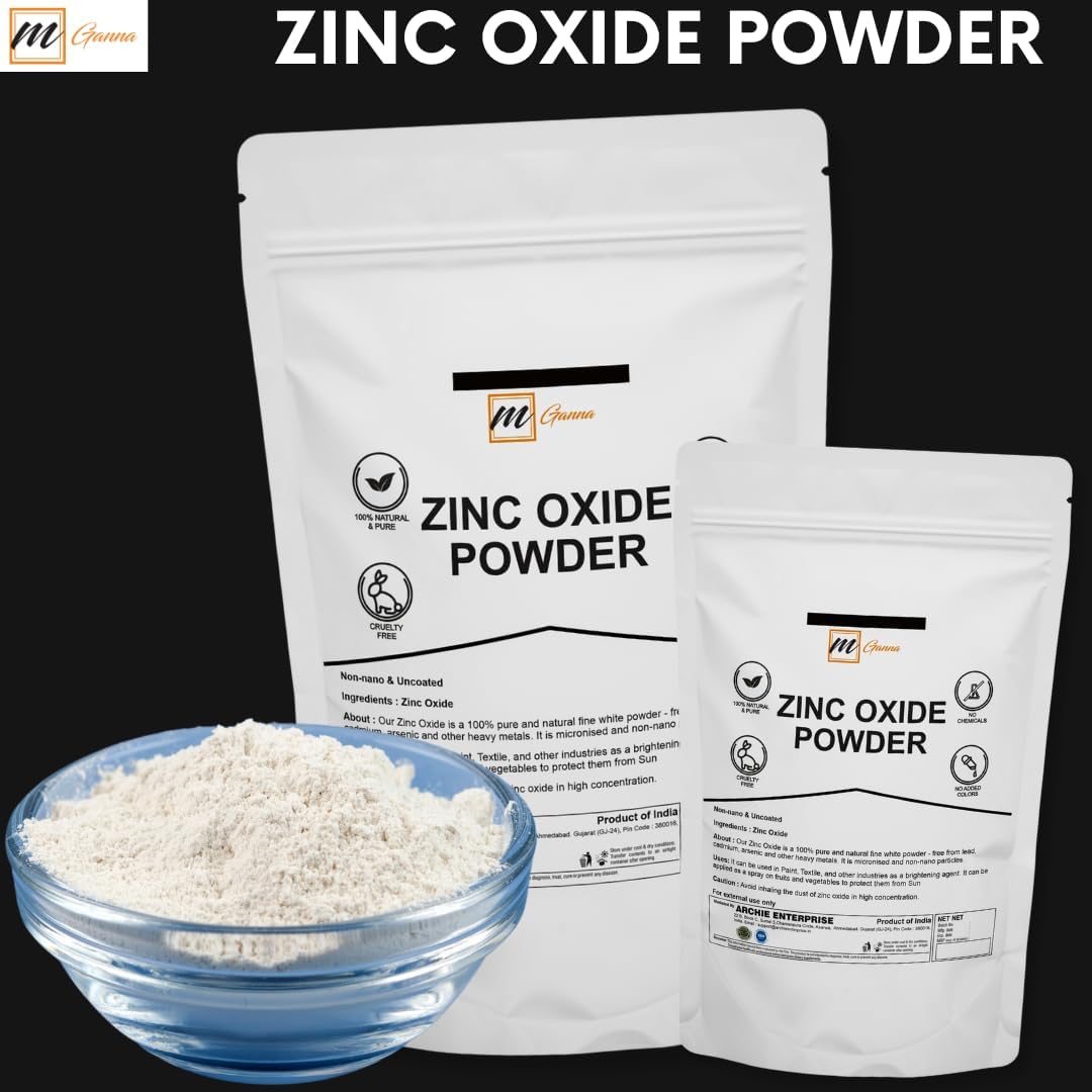 mGanna Zinc Oxide Powder 0.5 LBS - 100% Natural, Micronized, Non-Nano, Uncoated Particles
