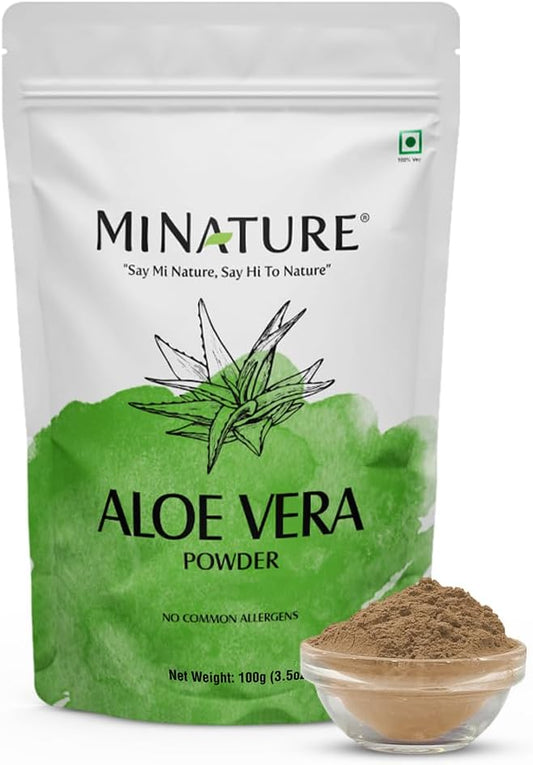 mi Nature Aloe Vera Powder - Pure & Natural Miniature Formulation for Skin and Hair Care - Vegan Non GMO - 100g / 4 Oz - Made in India