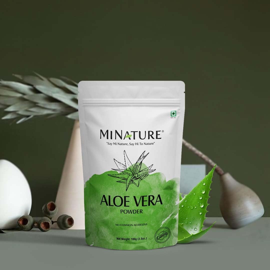 mi Nature Aloe Vera Powder - Pure & Natural Miniature Formulation for Skin and Hair Care - Vegan Non GMO - 100g / 4 Oz - Made in India