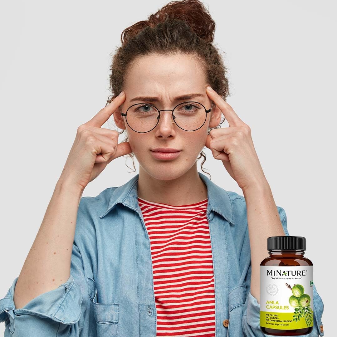 mi Nature Amla Fruit Powder Capsules - 60 Vcaps, 500mg - 1 Month Supply - Raw, Vegan, Gluten-Free - Made in India - Pure & Natural Indian Gooseberry Supplement