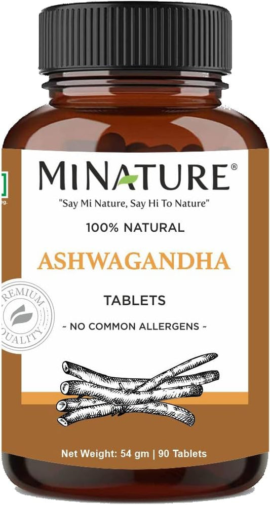 mi Nature Ashwagandha Tablets - 1000mg, 90 Tablets, Vegan, 100% Natural, Indian Ashwagandha - 45 Day Supply