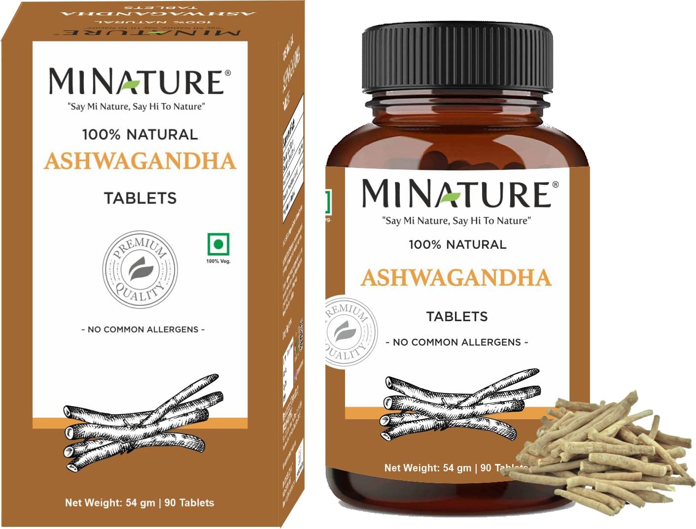 mi Nature Ashwagandha Tablets - 1000mg, 90 Tablets, Vegan, 100% Natural, Indian Ashwagandha - 45 Day Supply