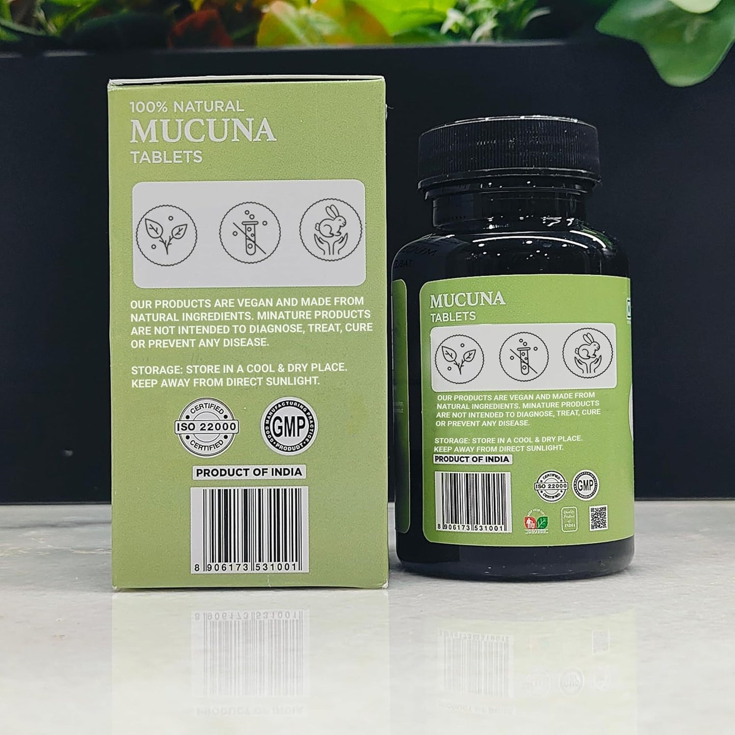 mi Nature Mini Mucuna Tablets | 100% Pure & Natural Herb | Chemical & Preservative-Free | Plant-Based Gluten-Free | 90 Tablets, 1000mg | 45 Days Supply