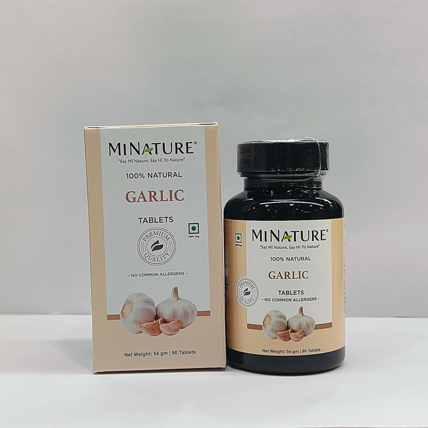 mi Nature Miniature Garlic Tablets 500mg - 90 Tablets, Herbal & Non-GMO, Vegan, Gluten-Free from India - 45 Days Supply