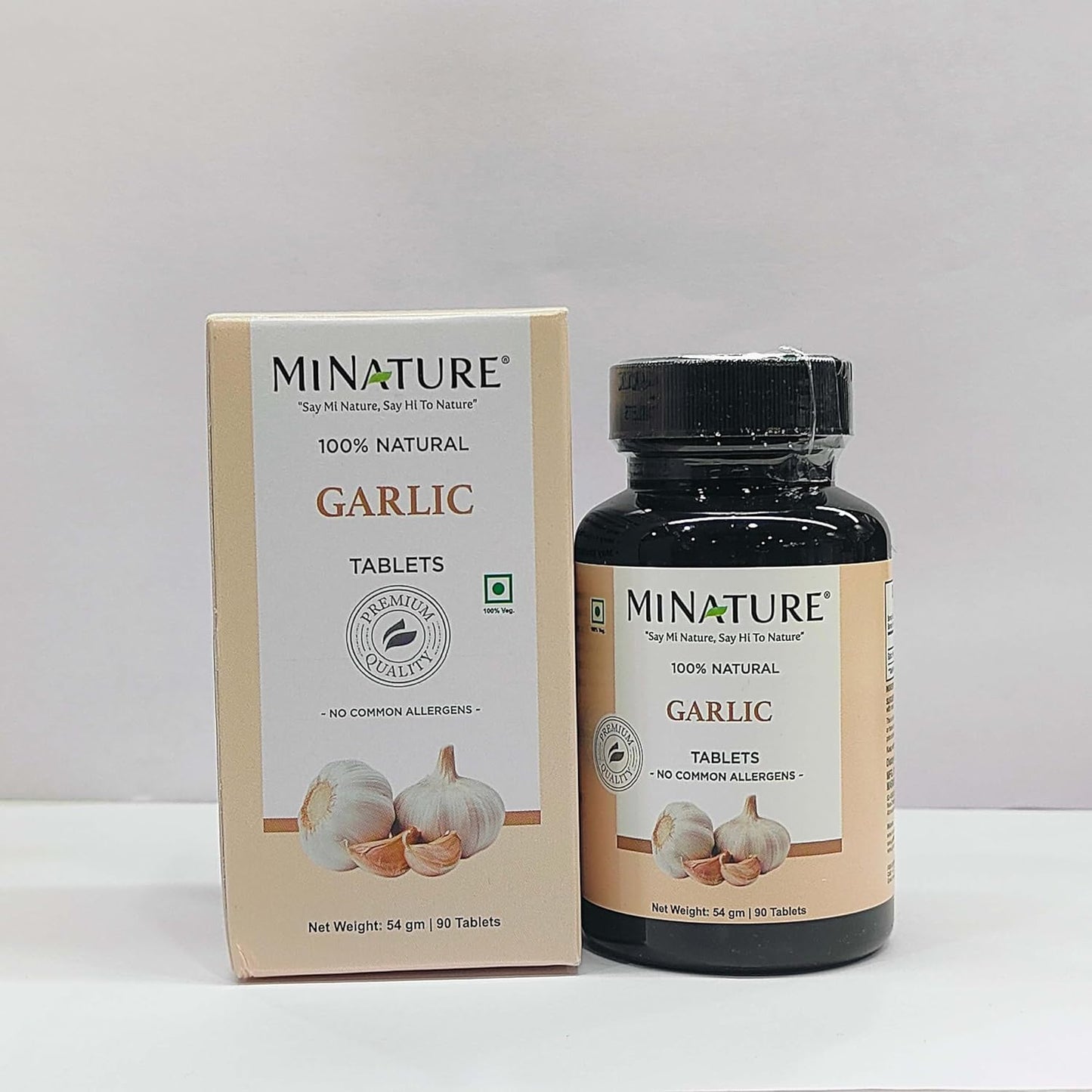 mi Nature Miniature Garlic Tablets 500mg - 90 Tablets, Herbal & Non-GMO, Vegan, Gluten-Free from India - 45 Days Supply