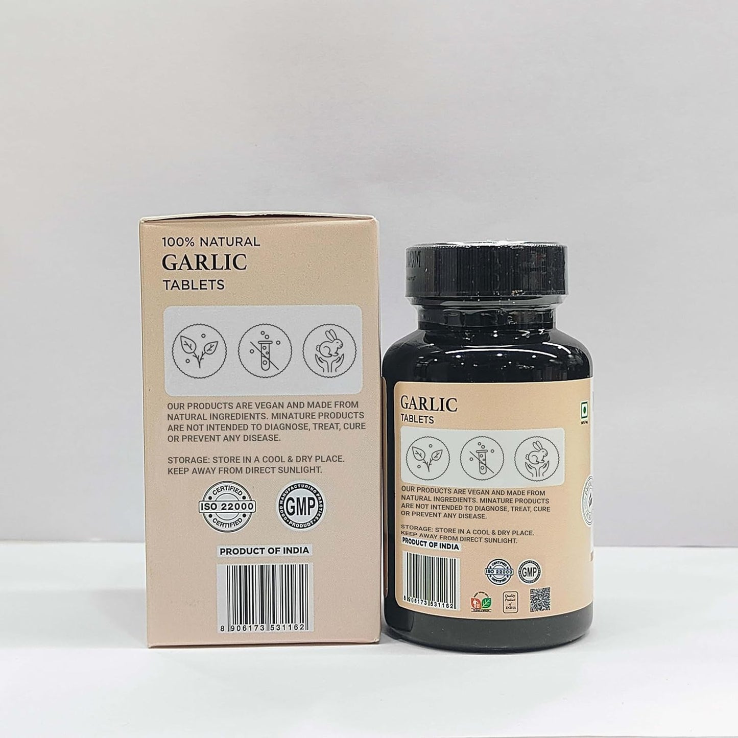mi Nature Miniature Garlic Tablets 500mg - 90 Tablets, Herbal & Non-GMO, Vegan, Gluten-Free from India - 45 Days Supply