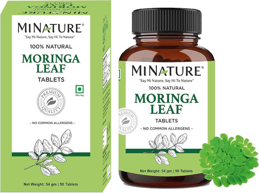 mi Nature Moringa Leaf Tablets - 90 Tablets, 1000 mg | 100% Natural Antioxidant Supplement | Vegan | Indian Moringa Leaf Powder with Vitamin C