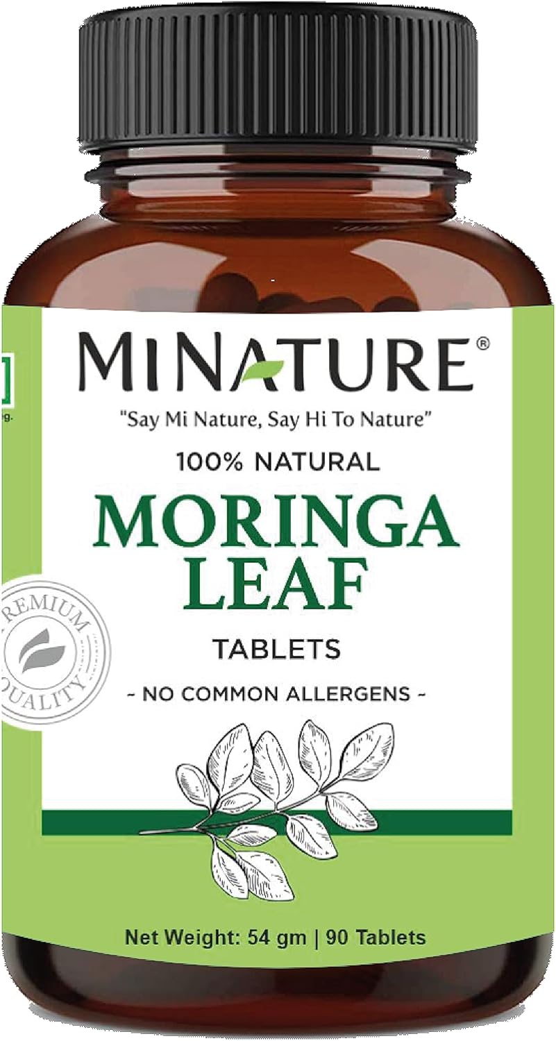 mi Nature Moringa Leaf Tablets - 90 Tablets, 1000 mg | 100% Natural Antioxidant Supplement | Vegan | Indian Moringa Leaf Powder with Vitamin C