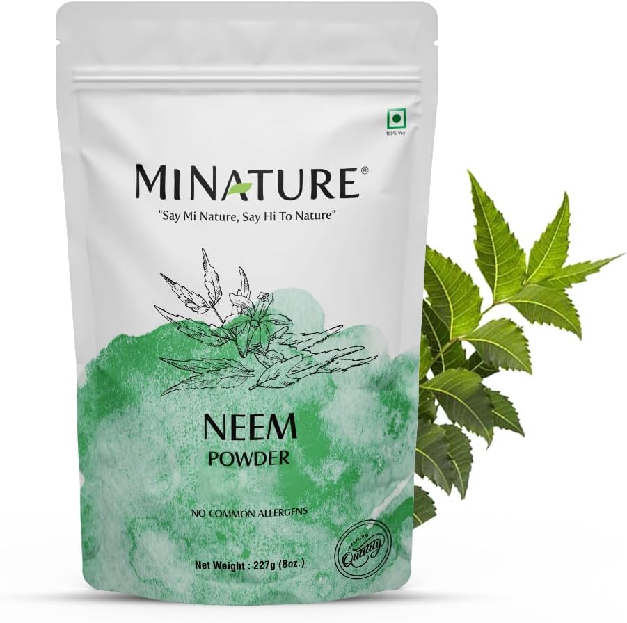 mi Nature Organic Neem Powder (Azardirachta Indica) 227g - Non GMO, Vegan - Skin, Hair, Nail - 0.5 lb