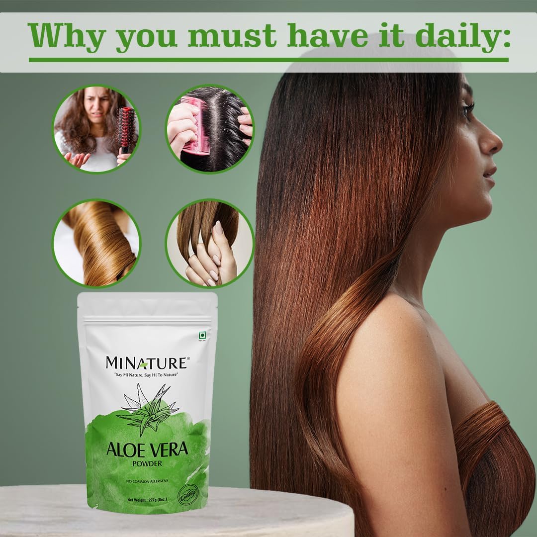 mi Nature USDA Certified Organic Aloe Vera Powder - 8 OZ (227g) - Vegan, Non-GMO, Miniature Size