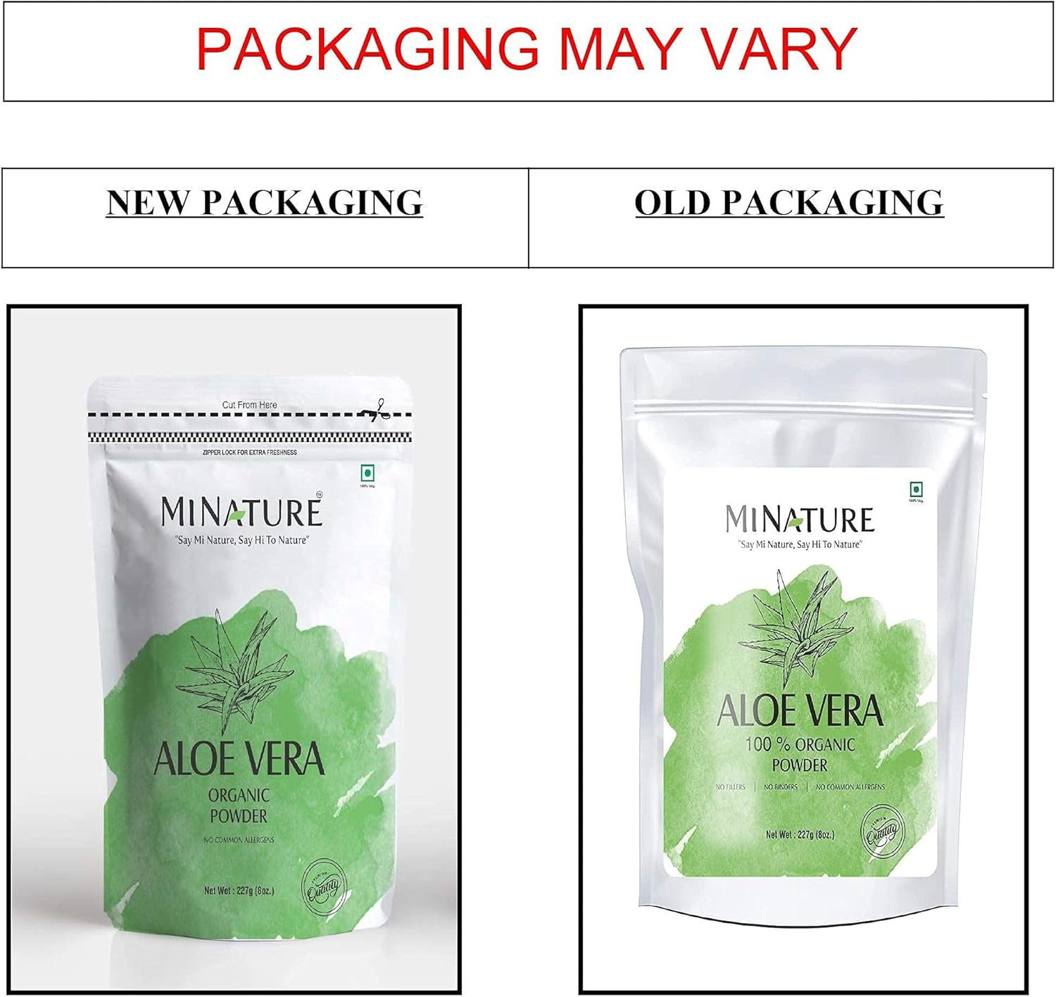 mi Nature USDA Certified Organic Aloe Vera Powder - 8 OZ (227g) - Vegan, Non-GMO, Miniature Size