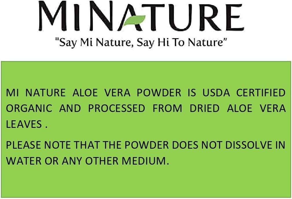mi Nature USDA Certified Organic Aloe Vera Powder - 8 OZ (227g) - Vegan, Non-GMO, Miniature Size