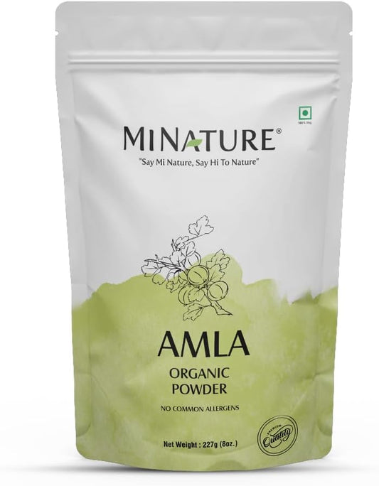 mi Nature USDA Organic Amla Powder (Amalaki Fruit Powder) - 227g (8 oz) | High Vitamin C, Antioxidants | Hair Growth | Raw, Vegan, Gluten Free