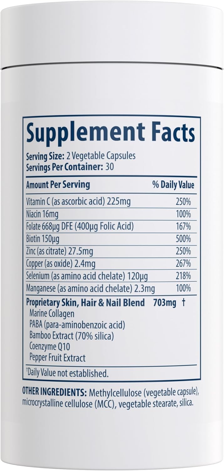 MiamiMD Total Beauty Matrix Collagen Supplements with Vitamin C - 60 Capsules for Hair, Skin, and Nails - Cruelty-Free Formula for Women