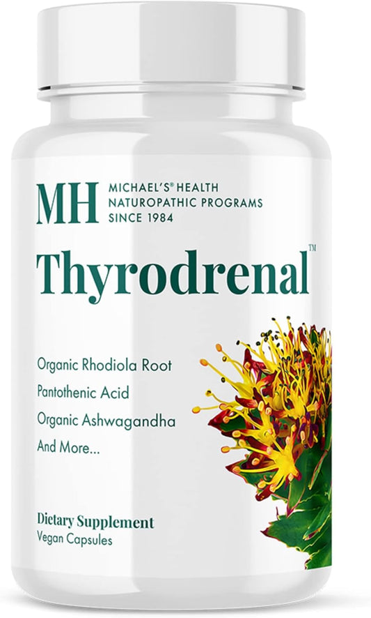 MICHAEL'S Health Thyrodrenal Vegan Capsules - Supports Thyroid & Adrenal Health - 120 Capsules - Vitamin C - 60 Servings