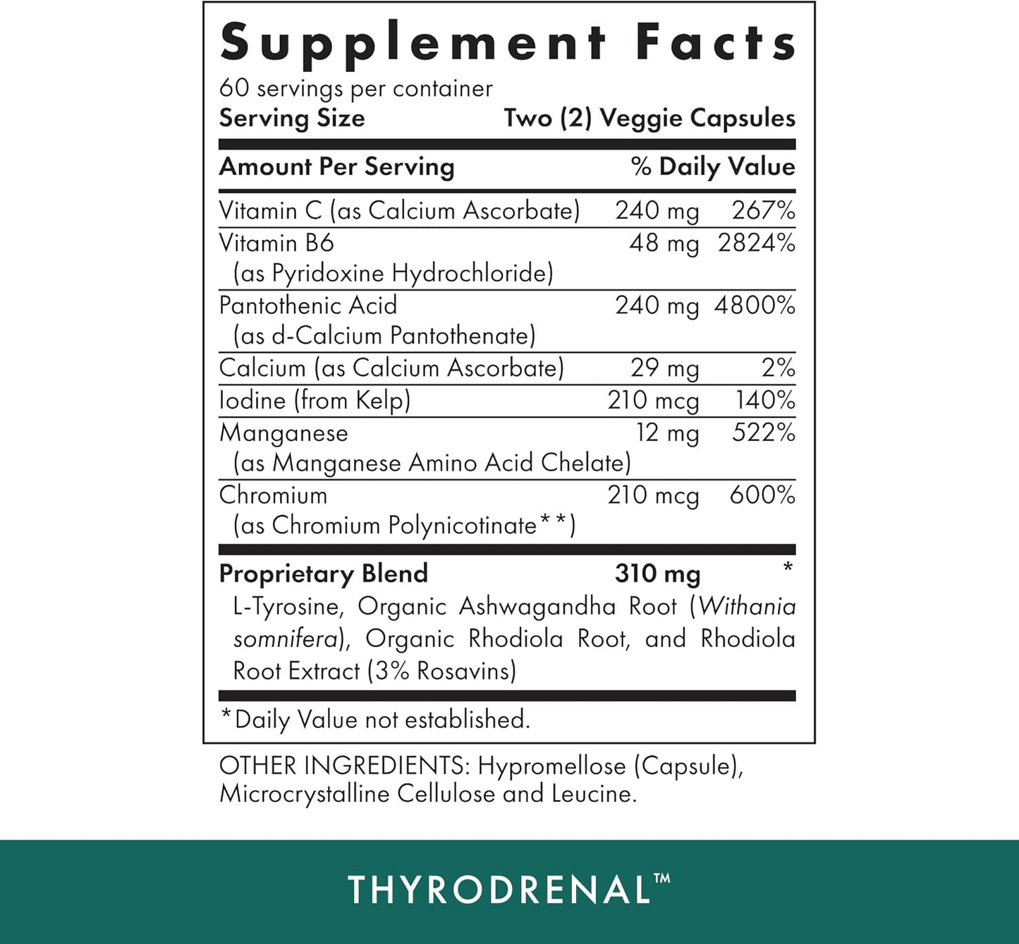 MICHAEL'S Health Thyrodrenal Vegan Capsules - Supports Thyroid & Adrenal Health - 120 Capsules - Vitamin C - 60 Servings