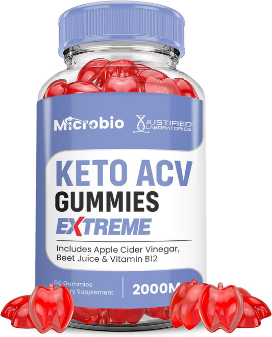 Microbio Keto ACV Gummies Extreme 2000MG with Pomegranate Beet Juice Powder - 60 Vegan Gummies