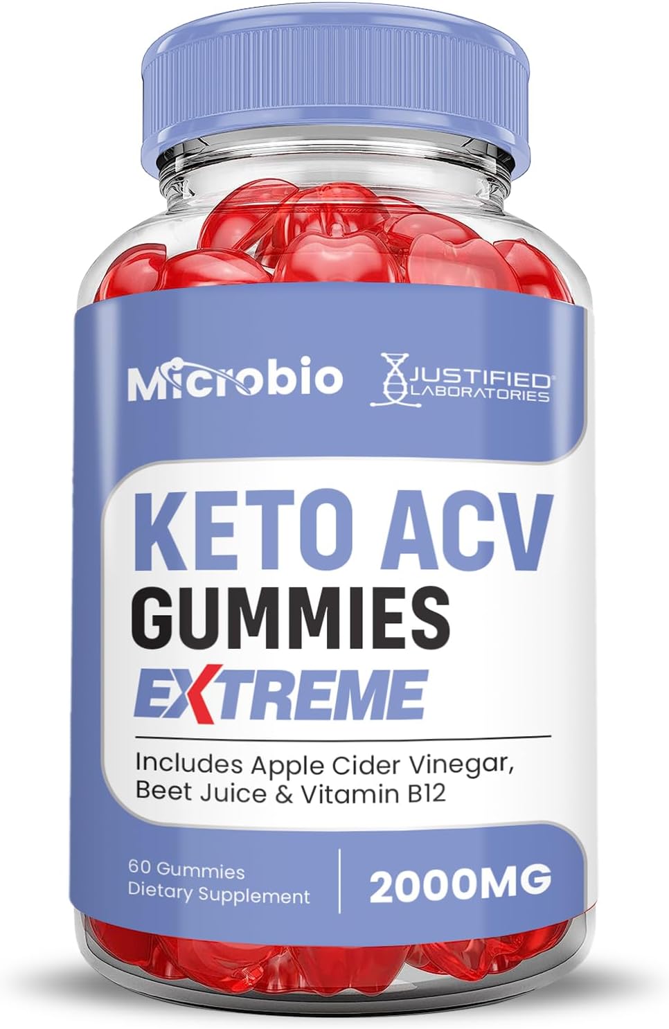 Microbio Keto ACV Gummies Extreme 2000MG with Pomegranate Beet Juice Powder - 60 Vegan Gummies