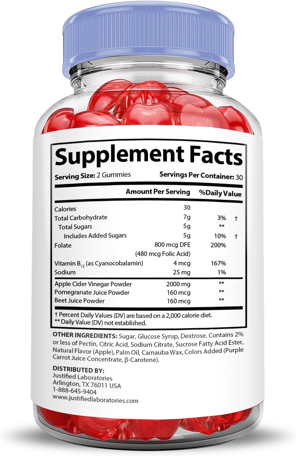 Microbio Keto ACV Gummies Extreme 2000MG with Pomegranate Beet Juice Powder - 60 Vegan Gummies