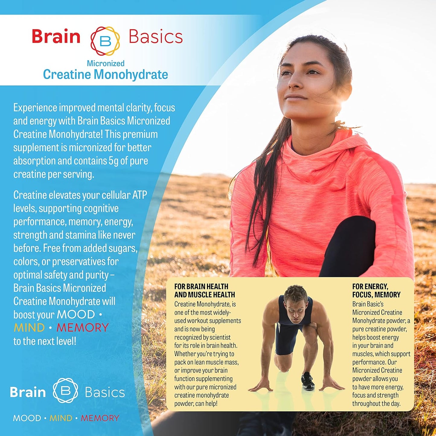 Micronized Creatine Monohydrate Powder 500g - Boost Brain, Muscle, and Endurance with 5g per Serving