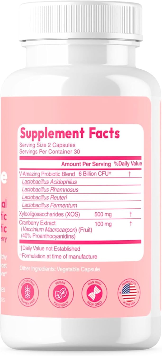 Mila Miamor Milamiamor ApHr-O-dYte Women’s Probiotic & Prebiotic Cranberry Supplement - Gluten-Free, Non-GMO, pH Balance, Odor Control, Urinary Tract - 60 Capsules