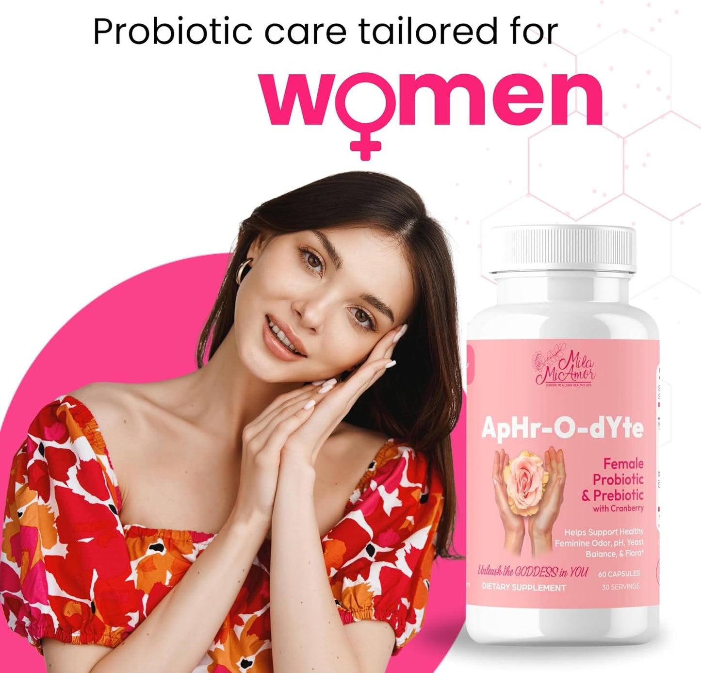 Mila Miamor Milamiamor ApHr-O-dYte Women’s Probiotic & Prebiotic Cranberry Supplement - Gluten-Free, Non-GMO, pH Balance, Odor Control, Urinary Tract - 60 Capsules