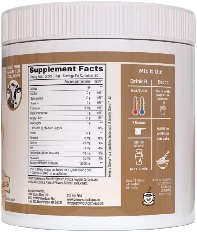 Milk Chocolate Collagen Protein Powder for Skin, Bones, Joints, Weight Loss - Sugar Free, 12.41 oz (20 Servings)