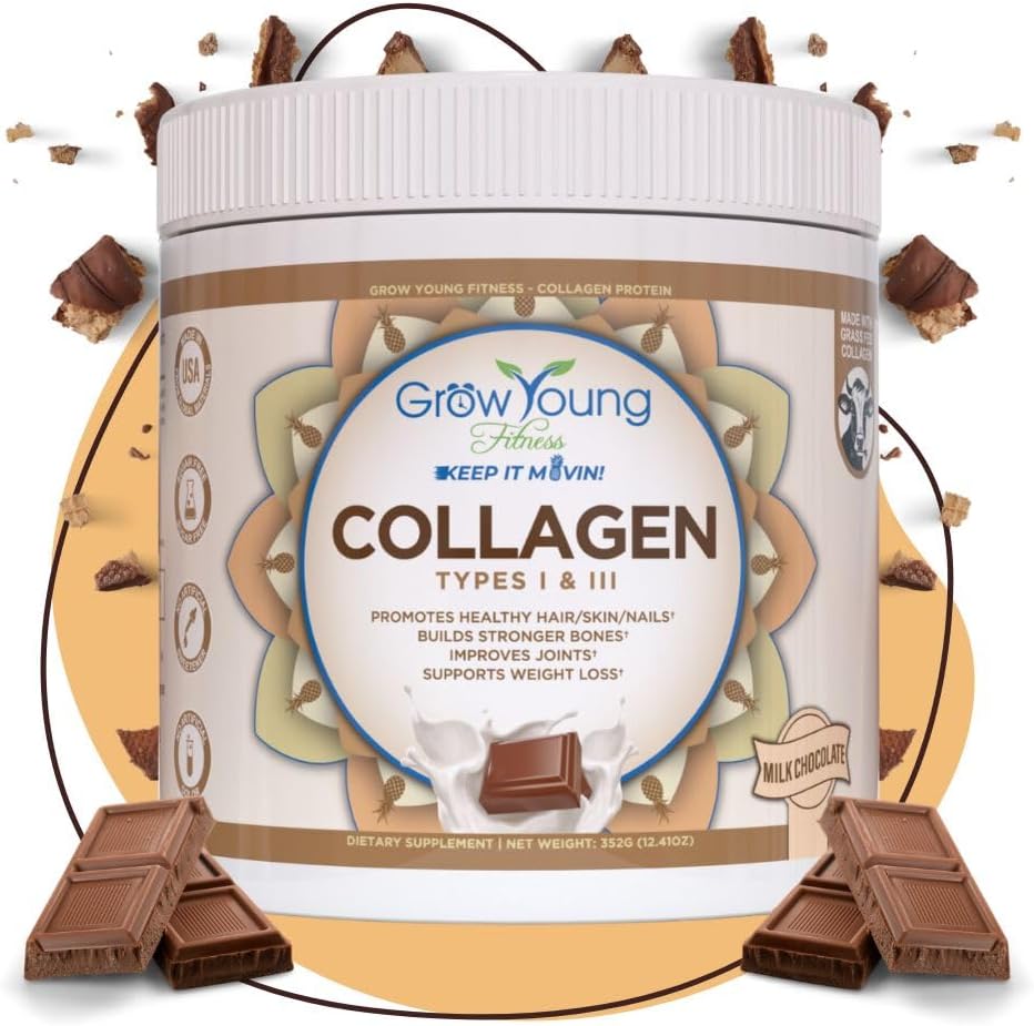 Milk Chocolate Collagen Protein Powder for Skin, Bones, Joints, Weight Loss - Sugar Free, 12.41 oz (20 Servings)