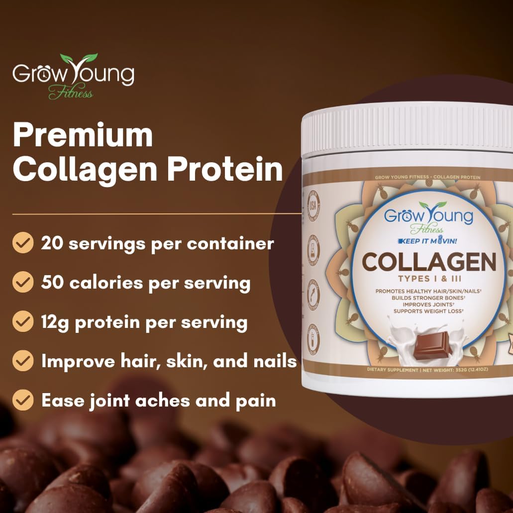Milk Chocolate Collagen Protein Powder for Skin, Bones, Joints, Weight Loss - Sugar Free, 12.41 oz (20 Servings)