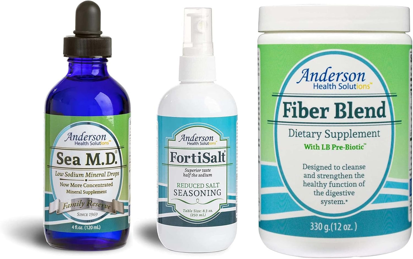 Mineral Resources International Ultimate Health Boost Bundle - Trace Minerals Drops, Low Sodium Fortisalt & Fiber Blend