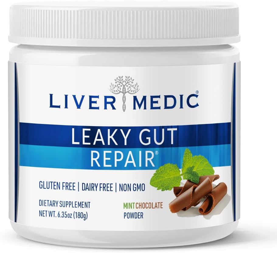 Mint Chocolate Gut L Glutamine Powder for Gut Health, Gluten-Free Supplement for Bloating and IBS Relief, 180g - Liver Medic
