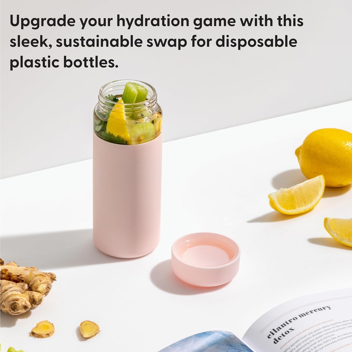 Mint Wide Mouth Glass Bottle with Protective Sleeve | 16 oz On-the-Go Reusable Portable Lightweight Dishwasher Safe