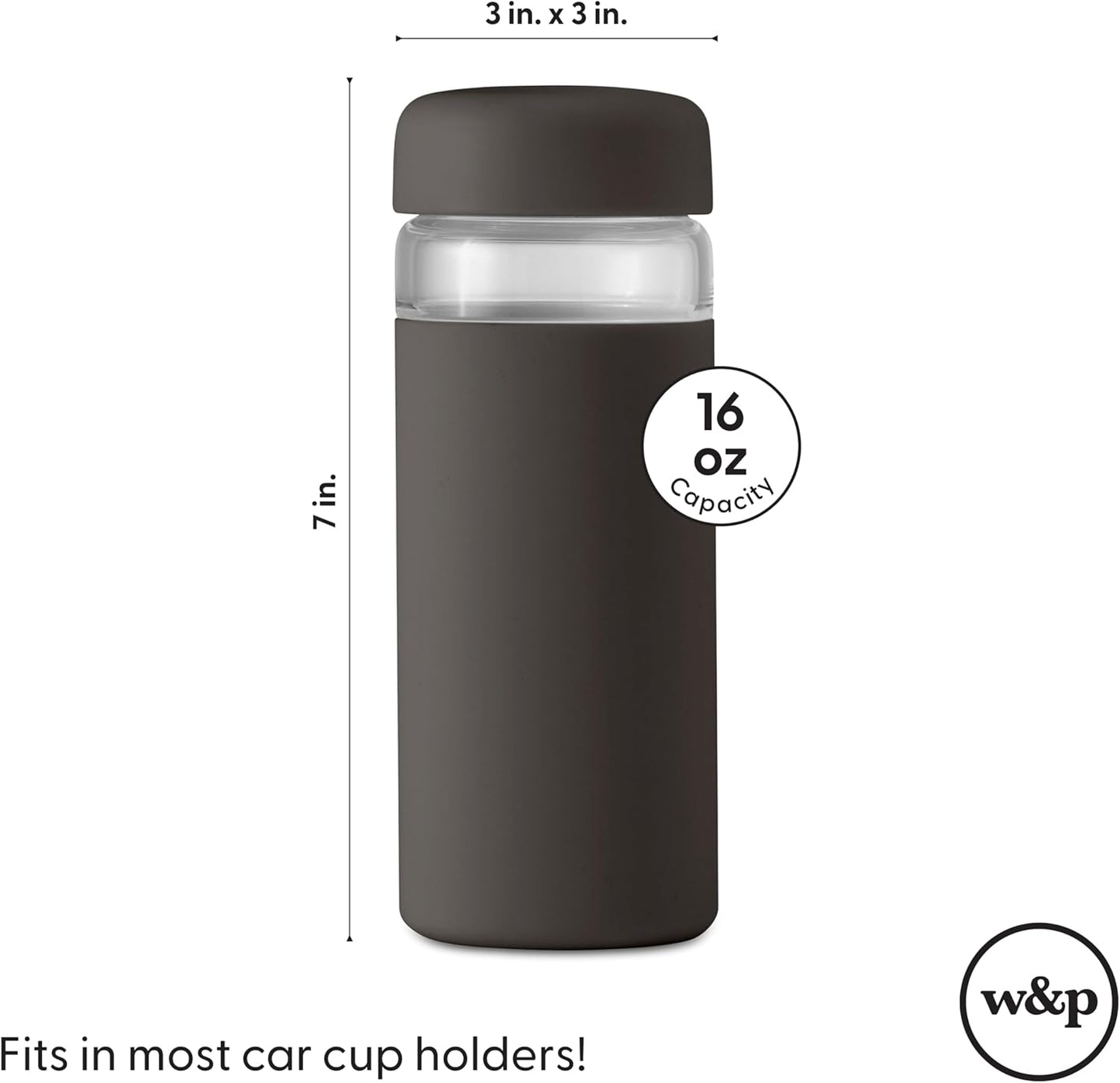 Mint Wide Mouth Glass Bottle with Protective Sleeve | 16 oz On-the-Go Reusable Portable Lightweight Dishwasher Safe