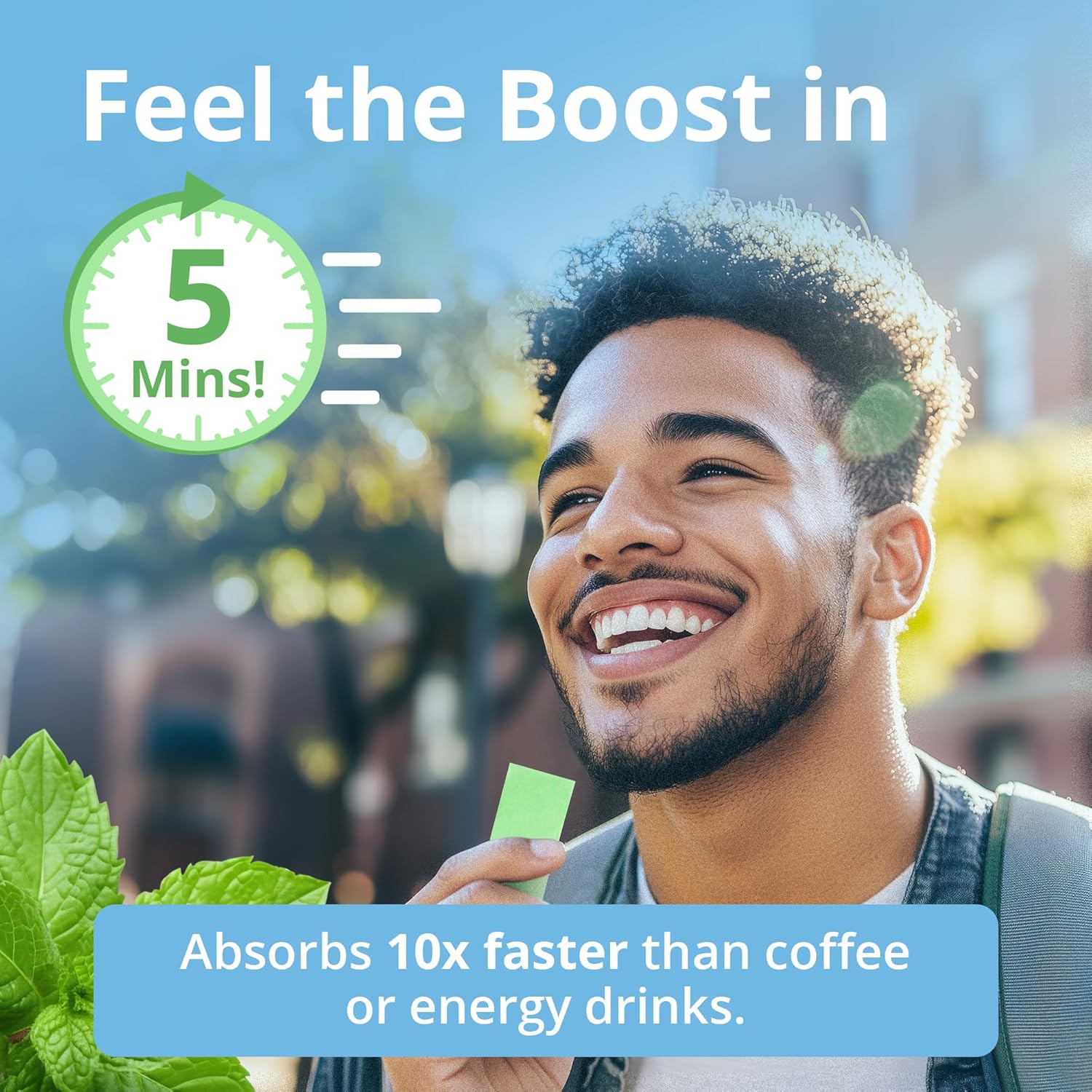 Minty Energy Strips with 80mg Caffeine - 10X Absorption | 12 Pack for Instant Energy & Focus Boost | Convenient On-The-Go Energy Solution