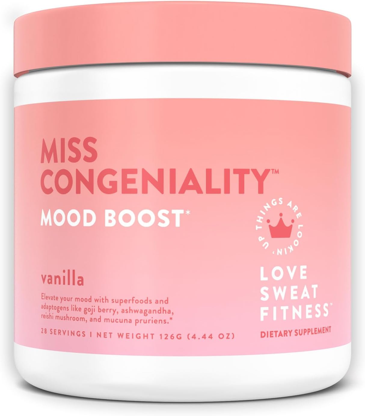Miss Congeniality Vanilla Mood Boost Powder - Focus, Mood, Stress, Fatigue - Vegan, Gluten-Free, Non-GMO - 28 Servings