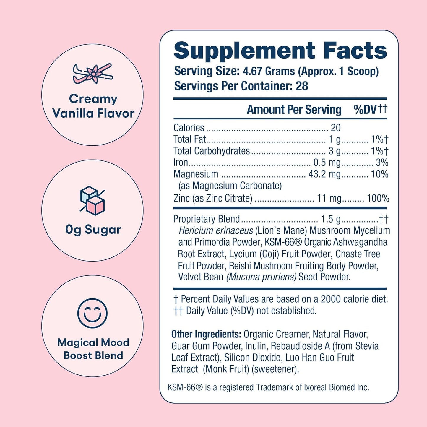 Miss Congeniality Vanilla Mood Boost Powder - Focus, Mood, Stress, Fatigue - Vegan, Gluten-Free, Non-GMO - 28 Servings