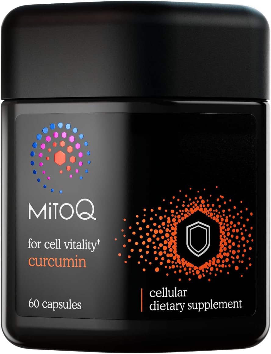 MitoQ Curcumin CoQ10 Antioxidant - Enhanced with Mitoquinol Mesylate & Longvida Curcumin Turmeric - Boosts Immunity, Digestive Health, Cell Vitality - 60 Capsules