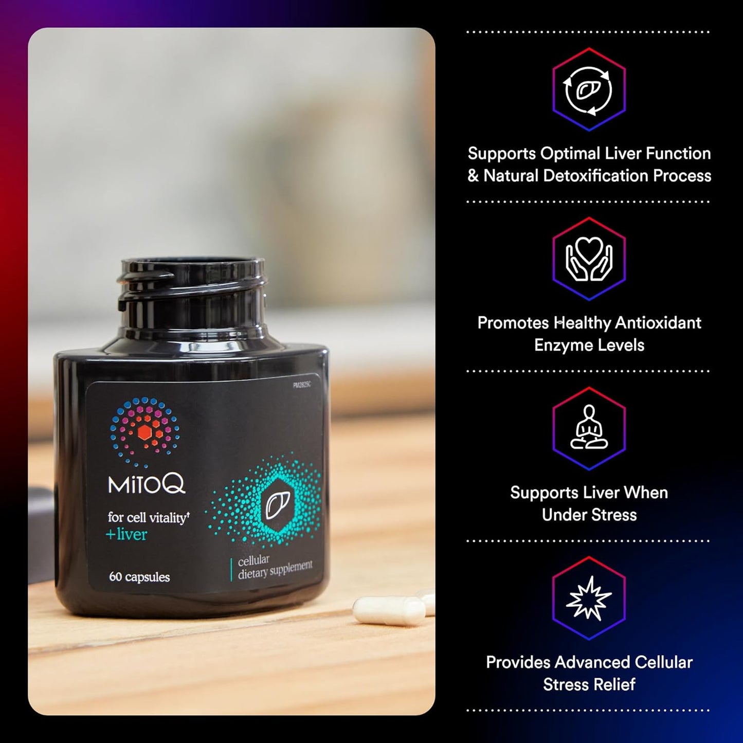 MitoQ +Liver Premium CoQ10 Antioxidant - Supports Liver Health & Metabolism - Boosts Cell Vitality - 60 Capsules