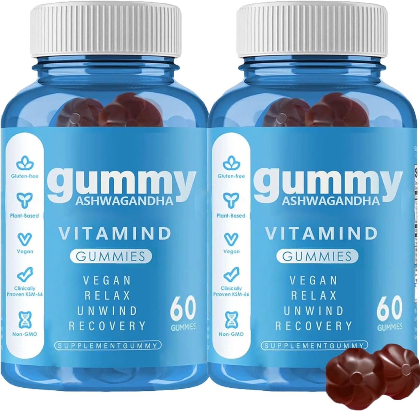 Mixed Berry Ashwagandha Gummies - Vegan, Non-GMO, Gluten-Free - 120 Gummies