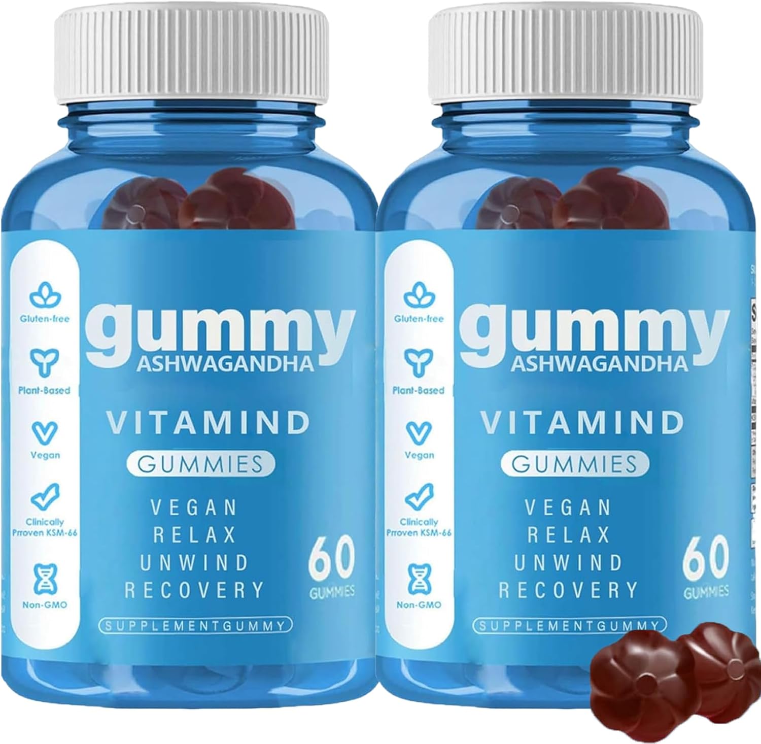 Mixed Berry Ashwagandha Gummies - Vegan, Non-GMO, Gluten-Free - 120 Gummies