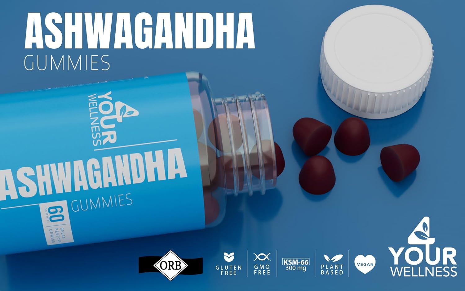 Mixed Berry Ashwagandha Gummies with Lion's Mane & Vitamin-D for Daily Focus Boost | Non-GMO, Gluten-Free, Gelatin-Free & Kosher (540 Count)