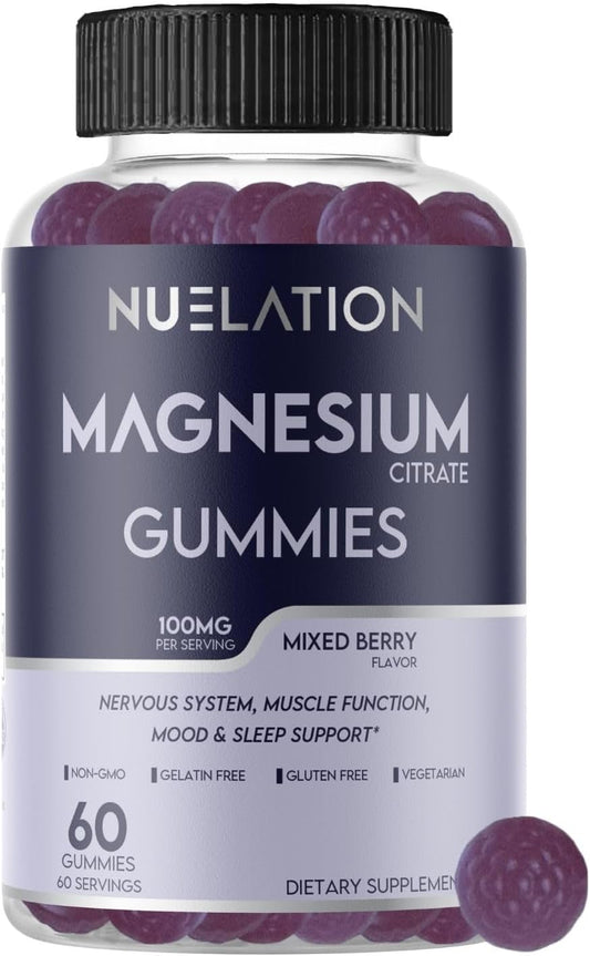 Mixed Berry Flavor Magnesium Citrate Gummies - 100mg, 60 Servings for Calm & Sleep Support - BoostGo Australia
